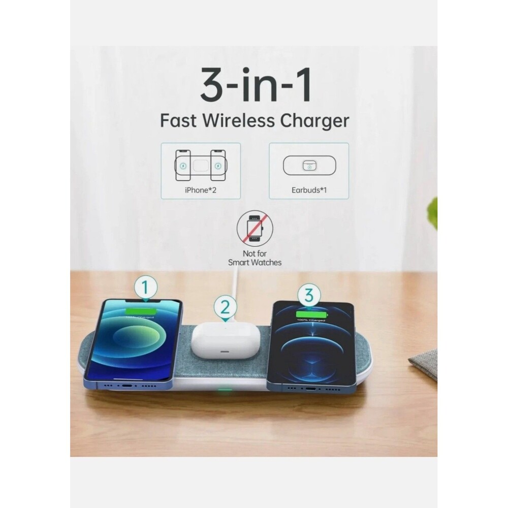 Magleap 3-in-1 T569S Magnetic Triple Wireless Charger, Choetech Blue
